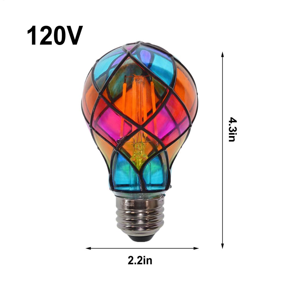 

Stained Glass Light Bulb E26 4W 120V LED Lightbulb Romantic Lighting for Halloween Party Festive Bedside Lamp Indoor Christmas
