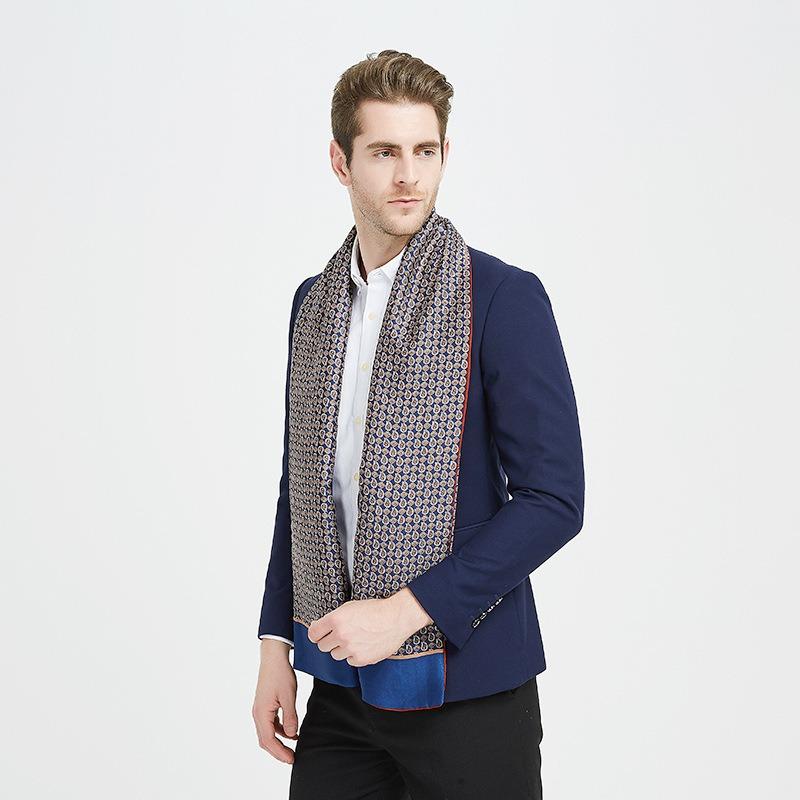 Business Men's Silk Scarf Suit with Silk Double-sided Scarf Winter New Long Scarf Gift Box