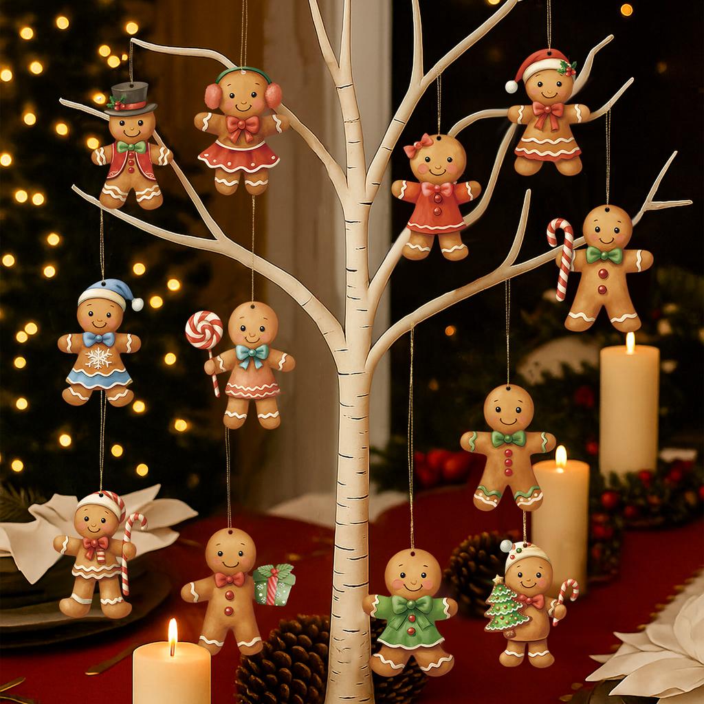 Christmas Wooden Gingerbread Man Pendant Merry Christmas Decor for Home 2026 Xmas Tree Hanging Ornament Navidad Natal New Year