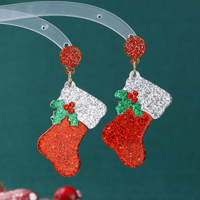 No Fading Autumn and Winter New Christmas Shoes Earrings Earrings Temperament Drip Oil Alloy Flower Shoes Stud Earrings Women