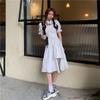 Irregular Hem Solid Color Dresses Female Summer Design Sense Bubble Sleeve Dress