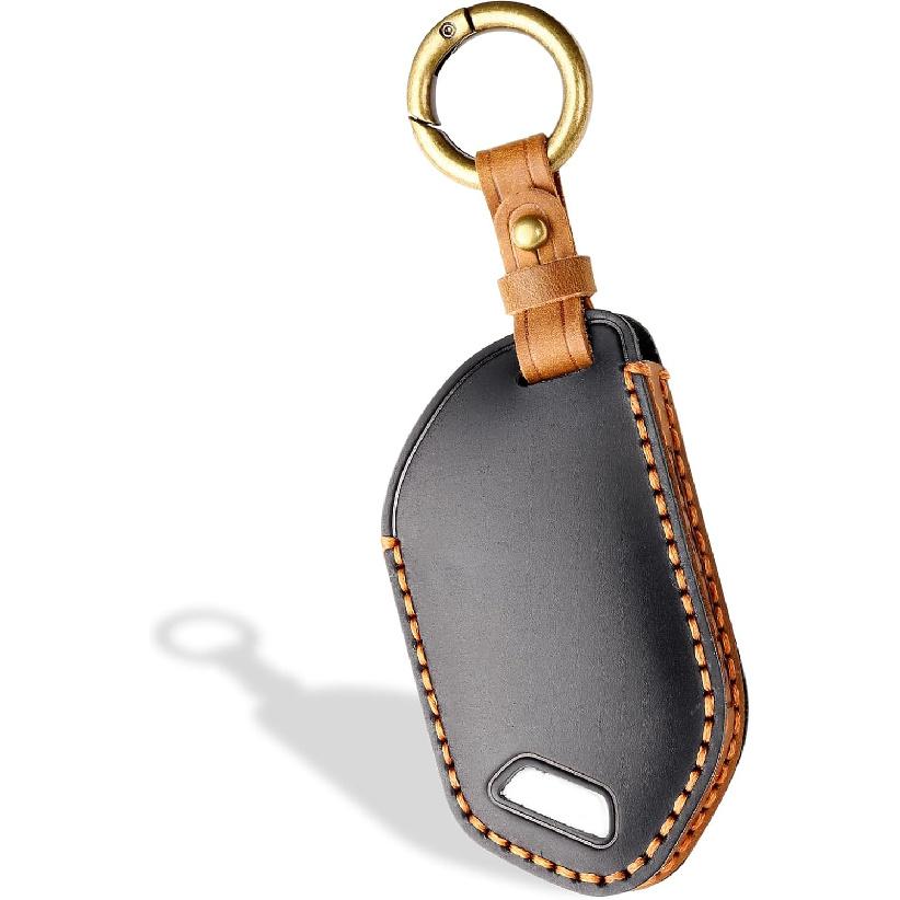 5-Button Leather Key Fob Cover, Compatible with Kia Telluride EV5  2024 2025, No Screw Design Retro Style Smart Key Holder Protector(5 Button, Black) 5 Button, Black