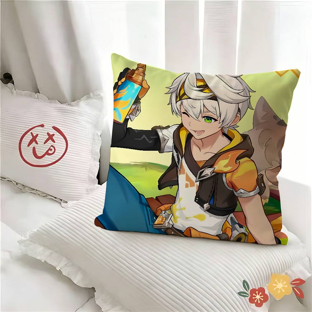 pc Bennett Genshin Impact Pillow Case Fashion Square Pillowcase Bedroom Sofa Room Ins Decoration Leisure