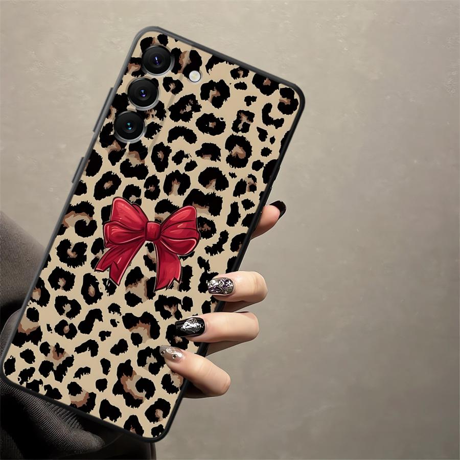 Creative Leopard Print Bow Case for Samsung Galaxy A57 A15 A23 A55 A37 A53 A17 A25 A16 A05 A06 A73 A51 A52 A36 Phone Cover A13