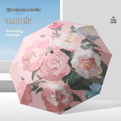 Pink Peony Automatic UV Protection Sun & Rain Umbrella