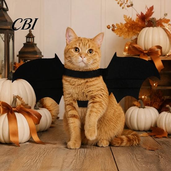 Cute Cat Bat Costume Halloween Pet Wings, Costume, Skeleton Wings Creative Dog Suit with Bells, Festive Apparel for Cats Dogs Cosplay Party