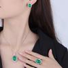 Jewelry Ice Seed Fluorescent Denier-Shaped Green Chalcedony Light Body Jade Pendant Three-Piece Set Main 13 * 18-10 * 12