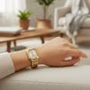 Square Dial Rhinestone Quartz Watch Slim Strap Rhinestone Watch Women Quartz Watch  Casual Wear