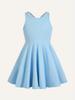 Girls' Summer Sleeveless Skater Dress - Ice-Silk Breathable Stretch Fabric,Sporty Skater Style for Tennis, Dance & Daily Wear