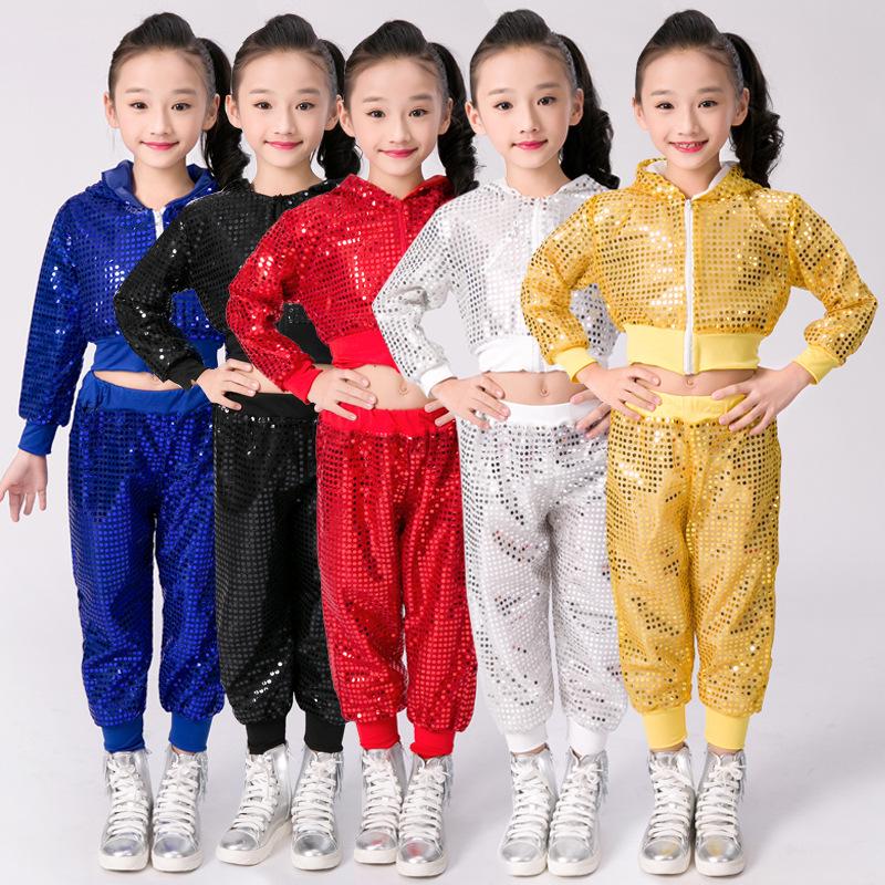 Unisex Children's Sequin Dance Costume - Cheer, Jazz, and Hip-Hop Outfit
