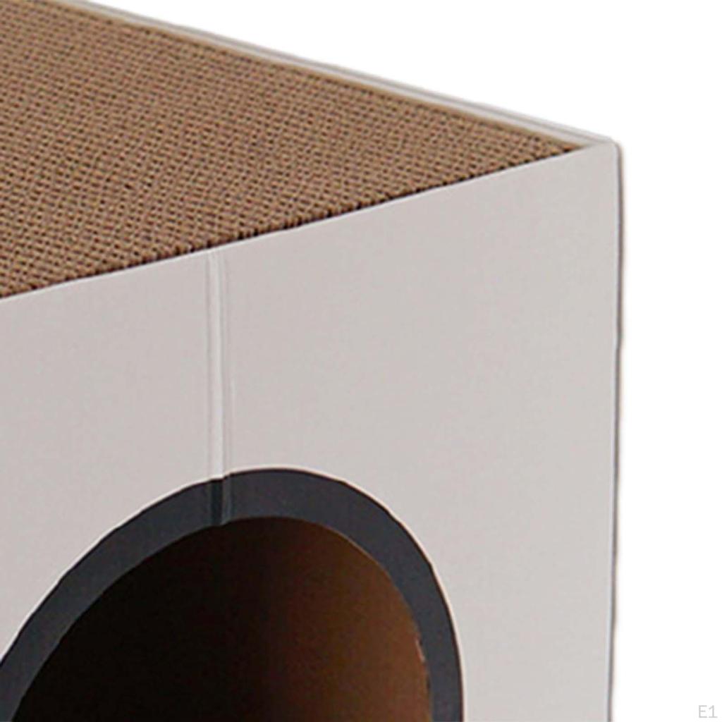 Cardboard Cat House Cave Hide Out Interactive Scratcher Box Lounge Bed for Indoor Cats