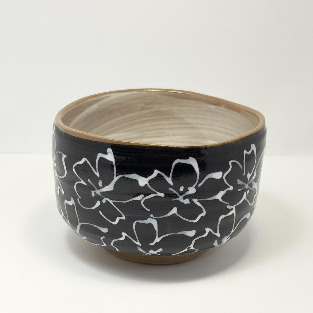 Mino Ware Matcha Bowl Chawan Mai-zakura Black Made In Japan