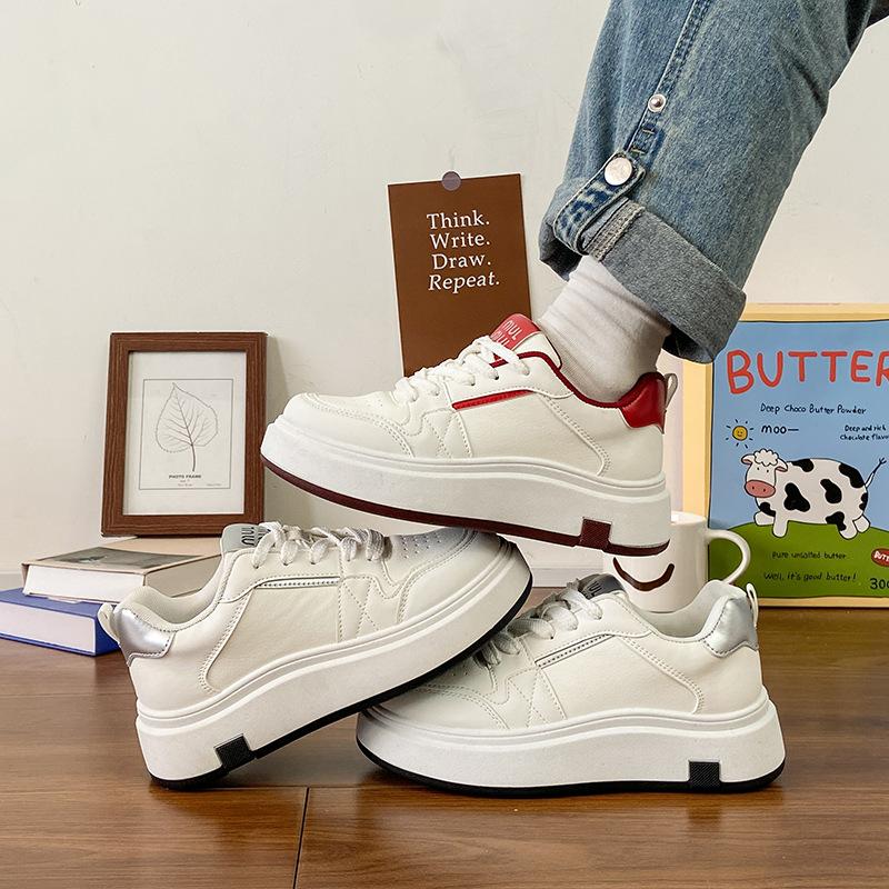 Muffin sole little white shoes women's 2025 spring and autumn new thick sole heightening soft sole casual sports board shoes women's versatile