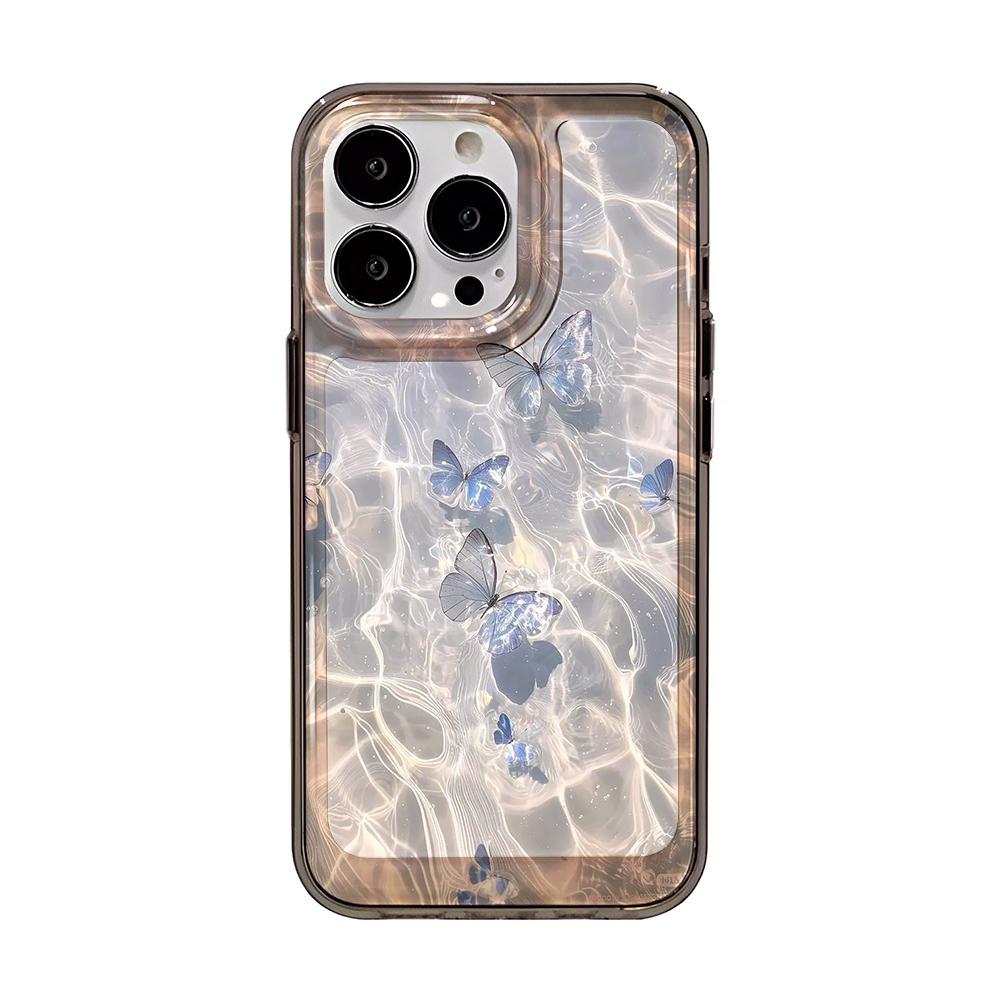 Phone Case For IPhone 16 15 14 Plus 13 12 11 Pro Max 17 Air Shimmering Blue Butterfly For IPhone 16 15 14 Soft Cover Case Funda