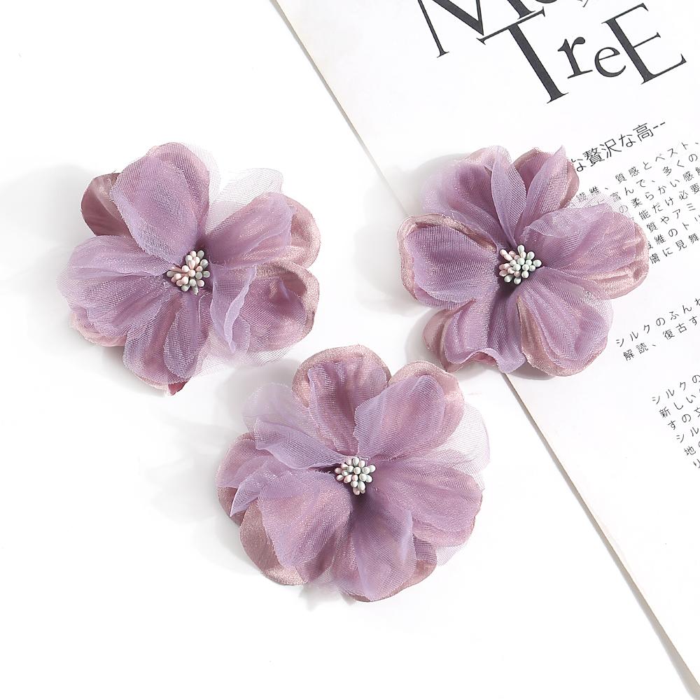 5Pcs Artificial Flowers Heads Chiffon Yarn Fake Flowers For Home Decor Marriage Wedding Decoration Craft Garland Gift Accessory