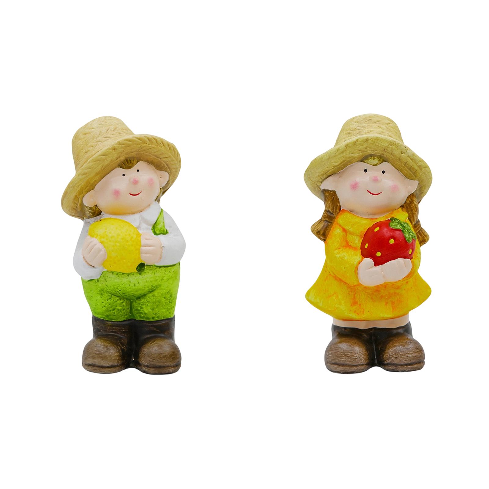 

Couple Garden Figurines With Fruit, Courtyard Tabletop Home Decorations One Size