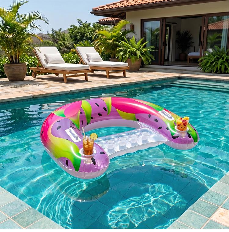 Fire Dragon Fruit Inflatable Water Sofa: Single-Person U-Shaped Pool Float