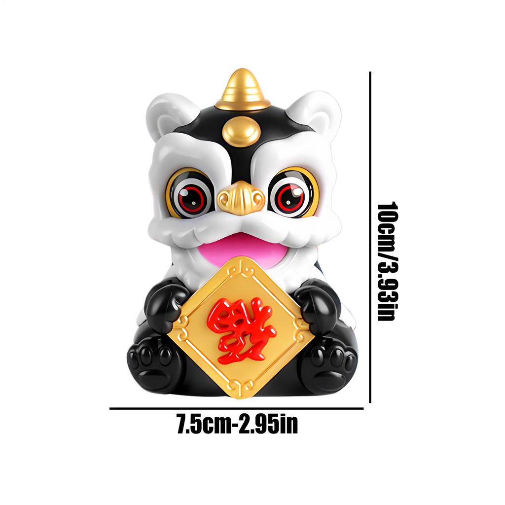 Cute Car Dashboard Figures Lunar New Year Solar Powered Lion Dance Desktop Decor Center Console Decor Figure For Drivers