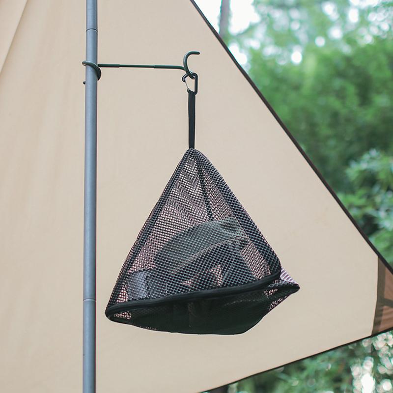 Triangle Storage Mesh Hanging Bag Foldable Kitchen Basket Picnic Tableware Drying Net Food Vegetable