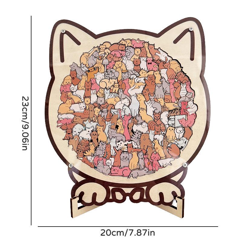 

Challenging Irregular Cat-Shaped Wooden Puzzle with Frame - Perfect Gift for Cat Lovers and Bead Enthusiasts