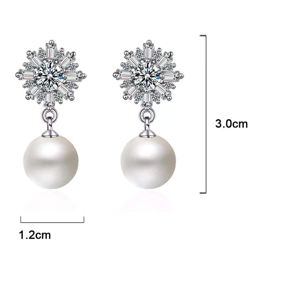 Latest Crystal Pearl Silver Plated Earrings for Women