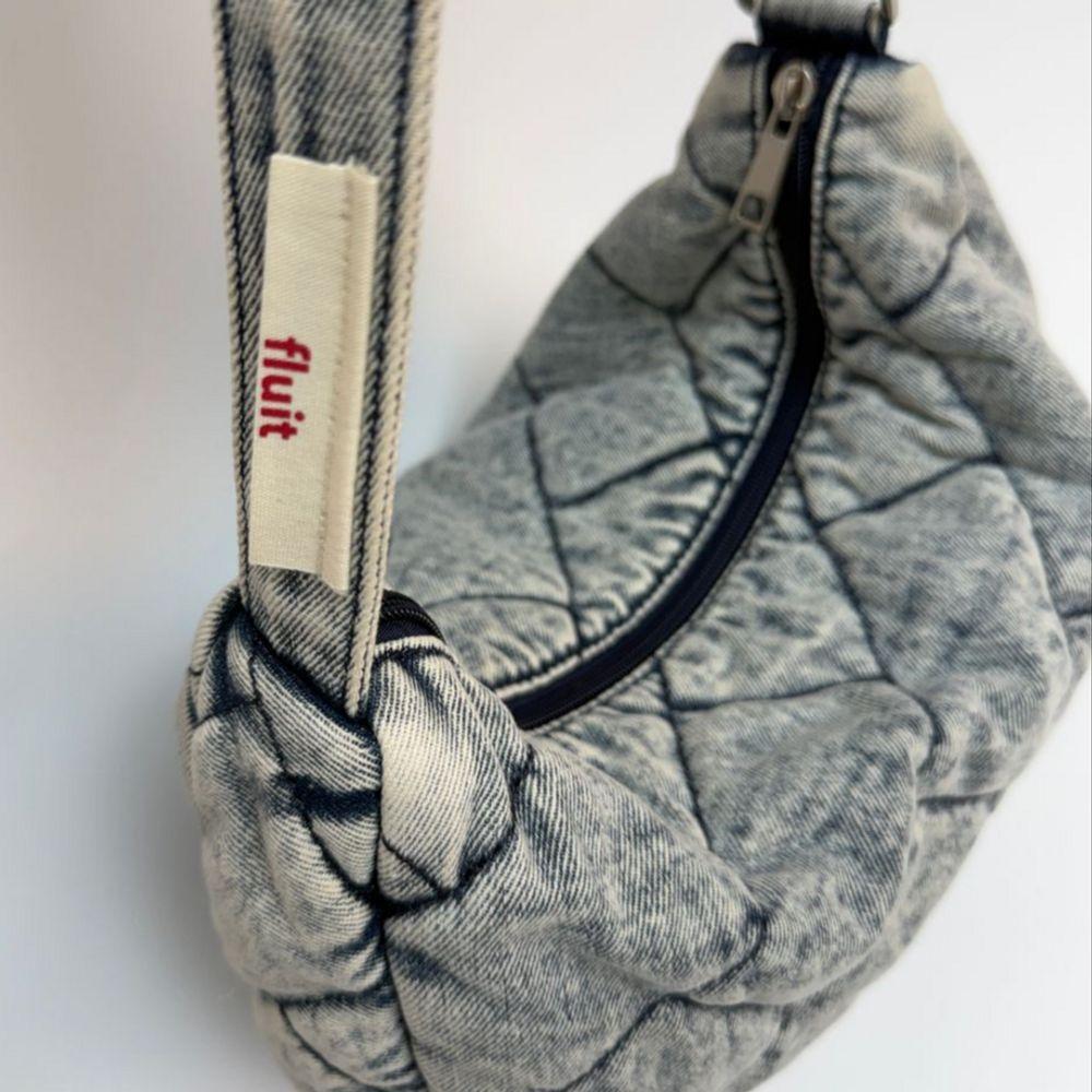 Fluit Studio Adjustable Strap Vintage Denim Quilted Shoulder Crossbody Bag