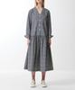 Boyeon V-Neck Print Shirred Shirt Dress Navy 0058