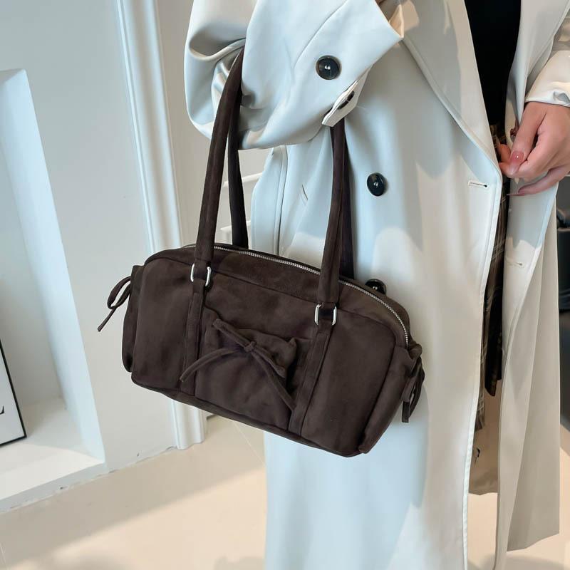 Stylish and Casual Single-shoulder Bag for Women, Simple and Fashionable Bow Hand-held Boston Bag