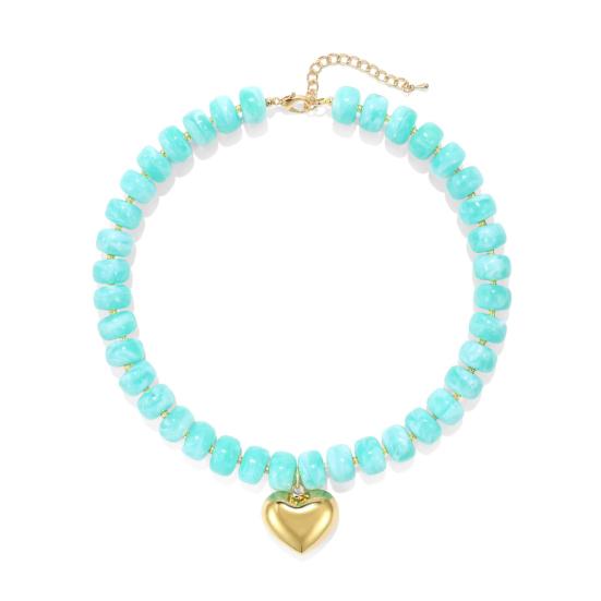 Klobiger Bunter Perlen-Choker Harzperlen-Halskette Boho Urlaubs-Halskette für Damen Tägliches Tragen Sommer Strandurlaub Schmuck