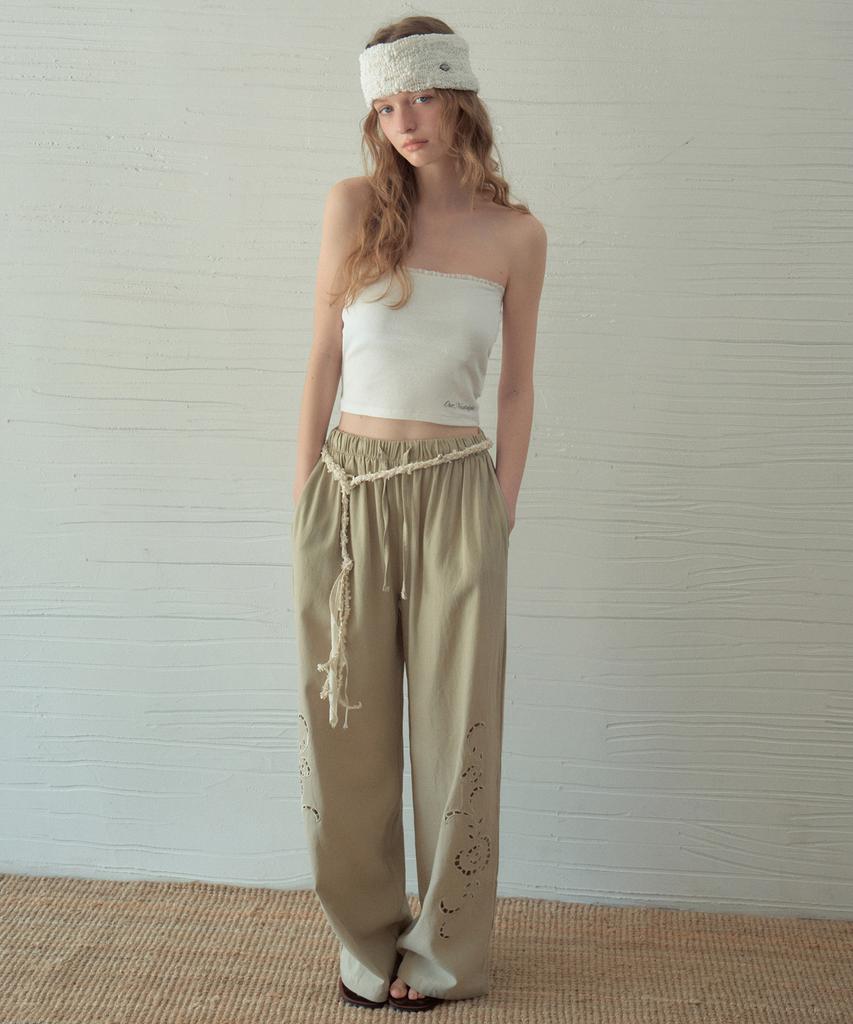 Aueonoseuteljia Rose Embroidered Wide Pants_Dark Green(Ob6Pt05)