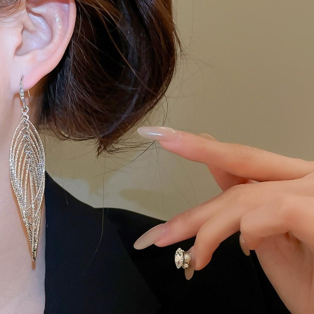 Exaggerated Metal Hollow Earrings Gold Silver Ear Hook Exquisite Long Tassel Dangle Earrings Gift
