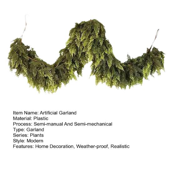 150/180/270CM Simulace Cedrová girlanda Vánoční Umělá Větev Norfolká borovice Ratanová Falešná Zeleň Krbová římsa Veranda Vnitřní Venkovní Dekorace