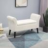 Storage Bench With Flip Top Armrest And Wooden Legs For Living Room 111 5x41x65 Cm Cream