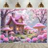 2D Dreamy Sakura Fairy House Backdrop with Glowing Lights for Baby Shower & First Birthday
