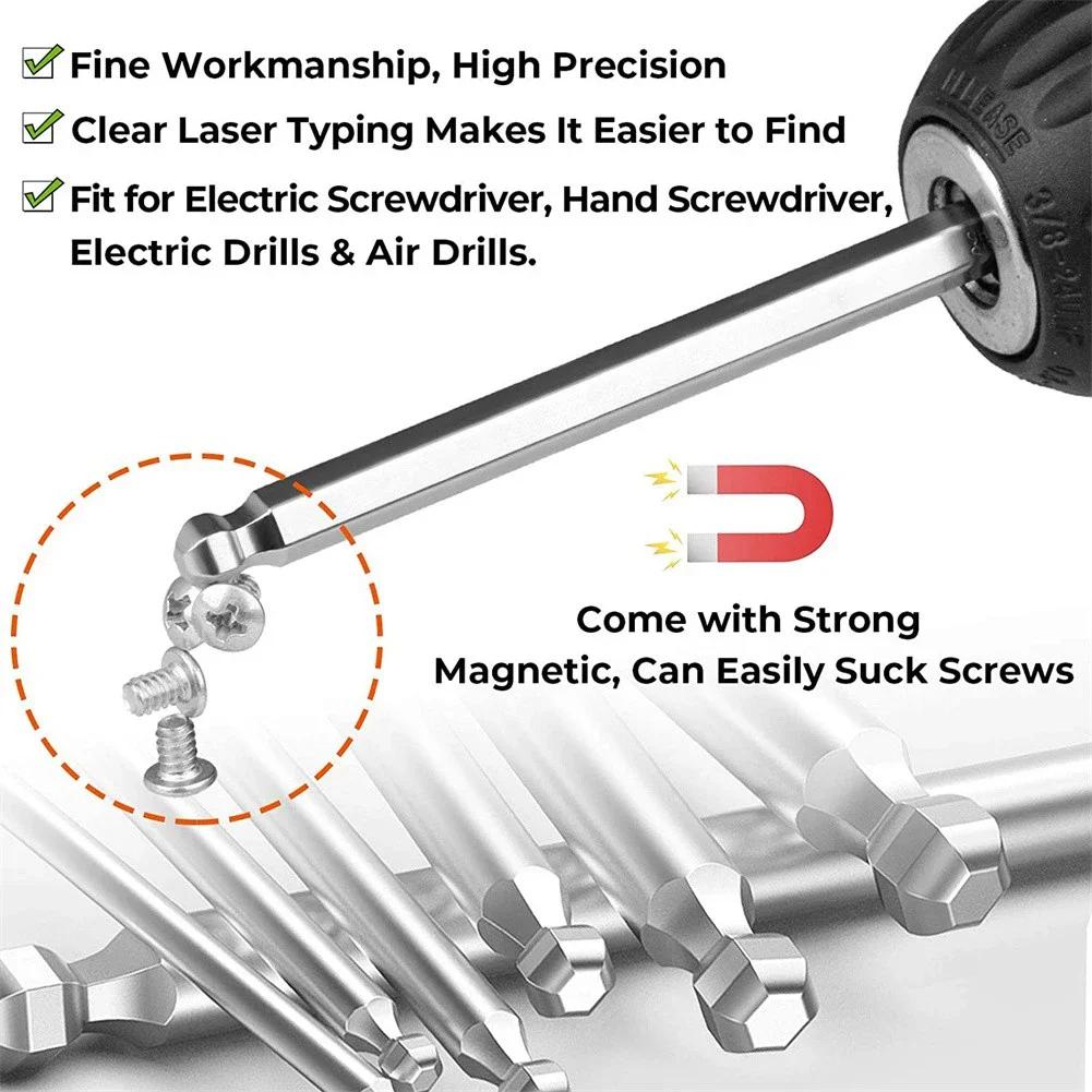 Ball End Hex Screwdriver Bits Set Metric Allen Hex Bits 100mm Long Magnetic Ball Head Driver Bit H1.5 H2.5 H3 H4 H5 H6 H8 H10
