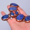 Oval Natural Lapis Lazuli Copper Unique Electroformed New Chain Necklace Jewelry V-82
