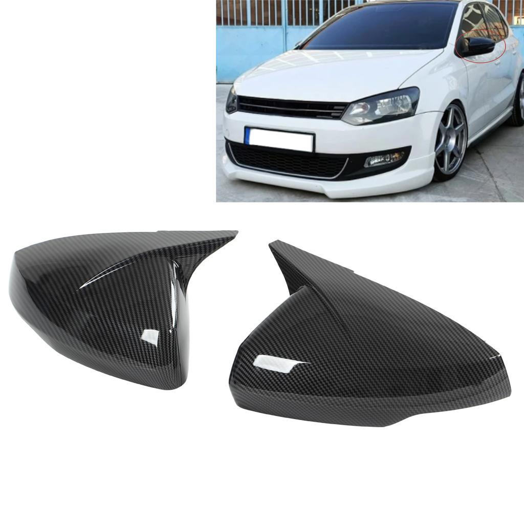 Pair Rr View Mirror Protective Covers Left Right Snap In Replacement for MK6 2018+(Glossy Black )