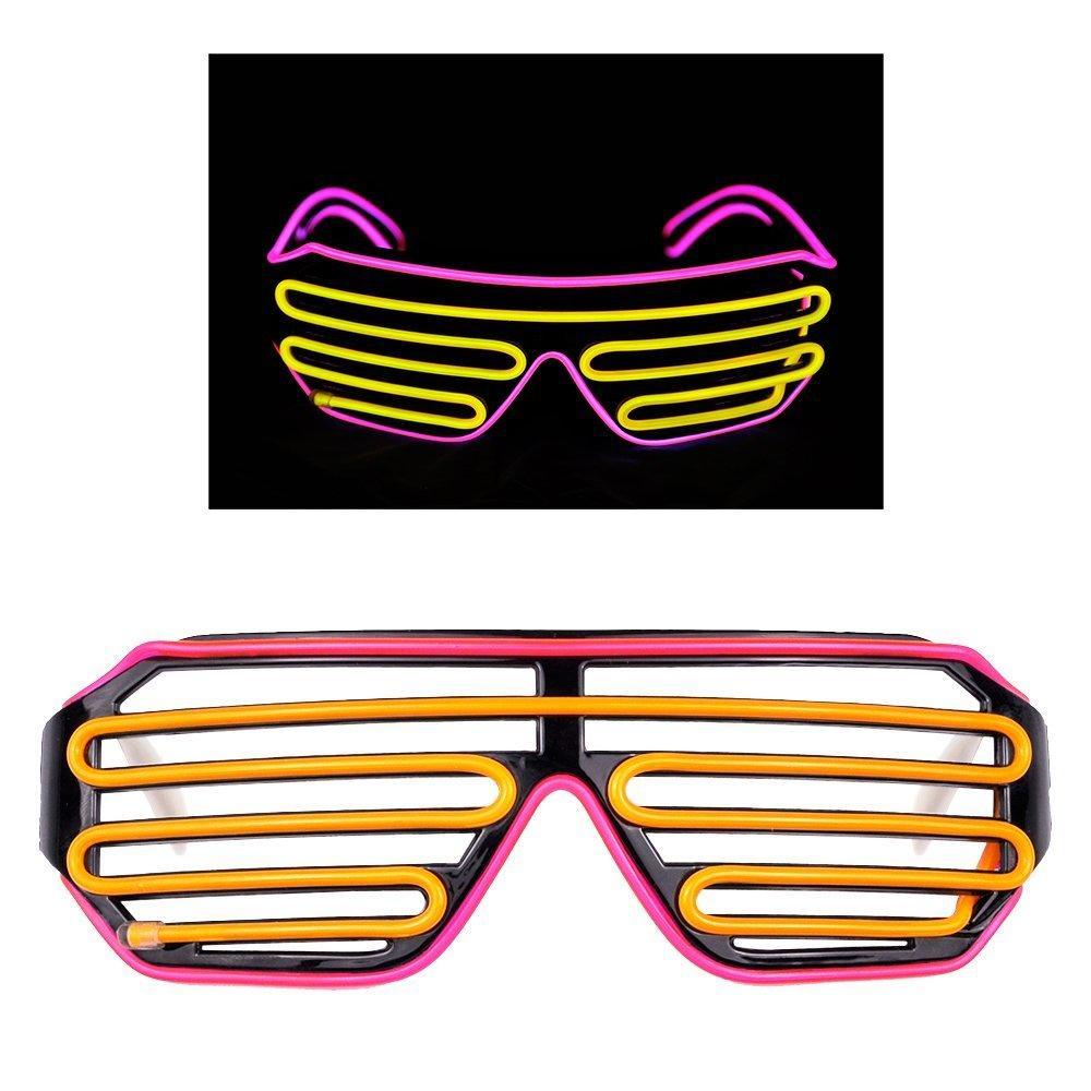 New Light up Grow LED Electroluminescent EL Wire Eyeglasses Neon Shutter Glasses