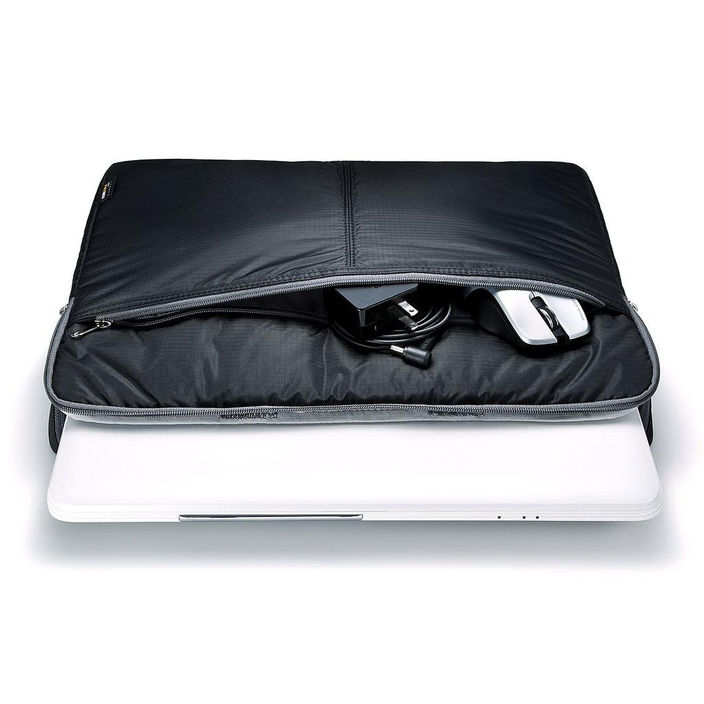 Sanwa Supply PC Inner Case with Cordura Zipper and Retractable High-Performance (15.6-inch Wide) Nylon, Water-Repellent Surface, Pocket, Handle,