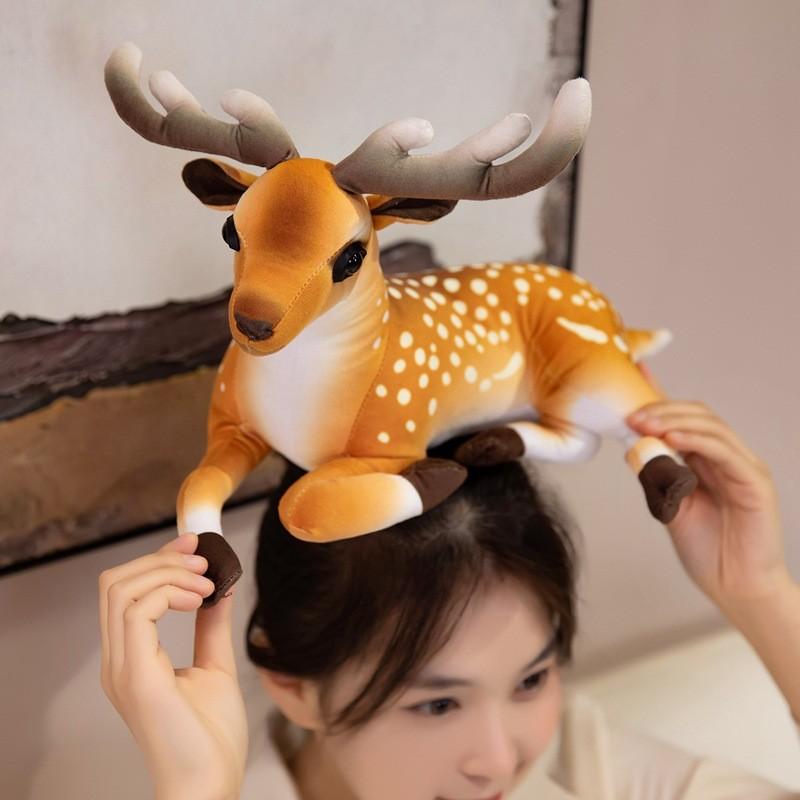 Christmas Reindeer Plush Decor With Pp Cotton Filling For Holiday Festivities