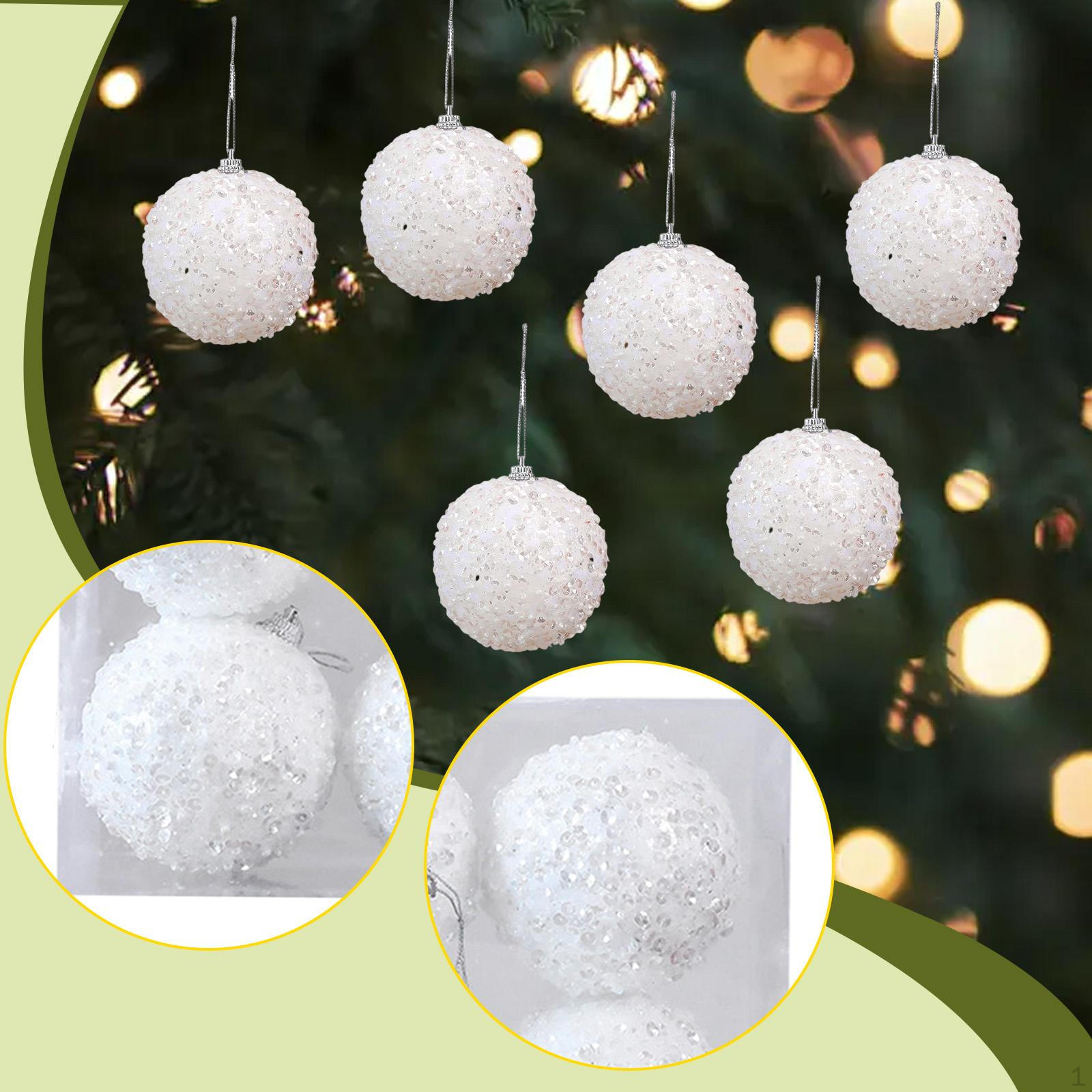 

6 штук Рождественские шары, украшения, реквизит для вечеринки, рождественский декор, подвесные украшения для дома White sequins