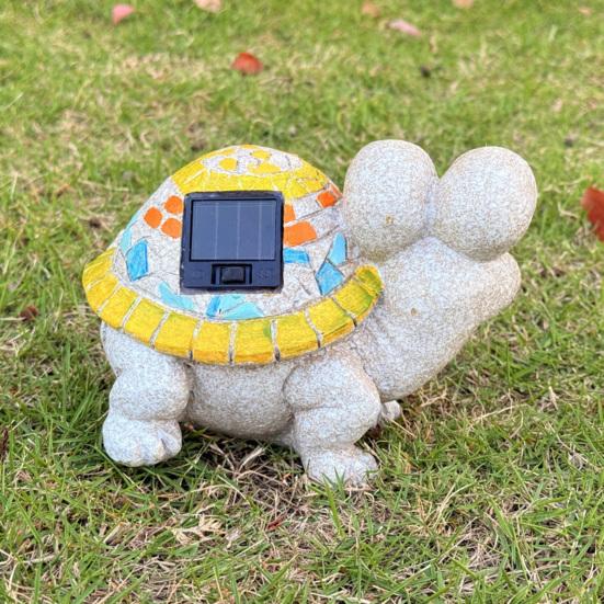 Garden Turtle Statue Turtle Sculpture with Solar Lights Outdoor Flower Turtle Ornament for Yard Lawn Decoration Housewarming Gift