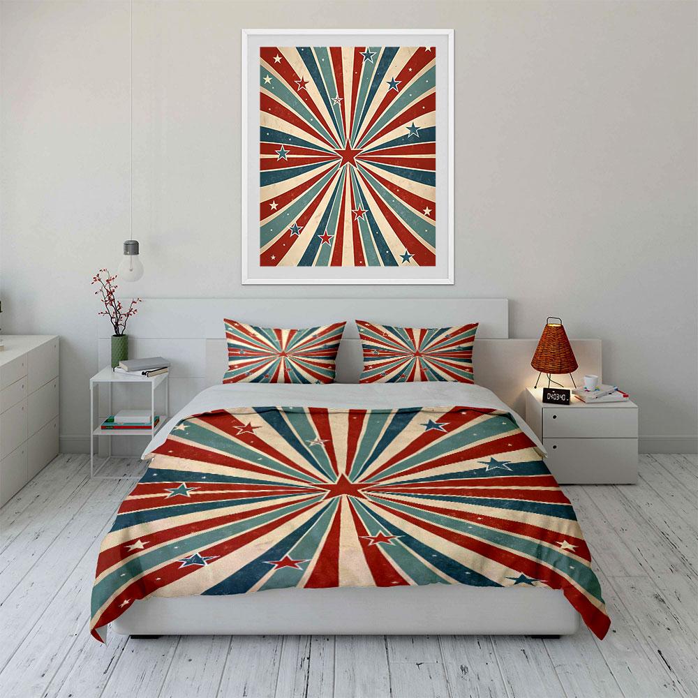 Vintage Patriotic Star Bedding Bedding Duvet Cover Set Duvet Cover Pillowcases (1 * Duvet Cover 2 * Pillowcases, Without Duvet Insert)