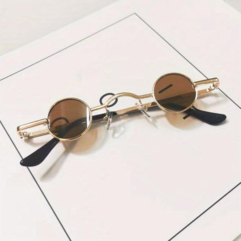 Ochelari de soare vintage rock punk pentru bărbați Ochelari de soare clasici, mici, rotunzi, bărbați, pod lat, cadru metalic, lentile negre, ochelari de conducere