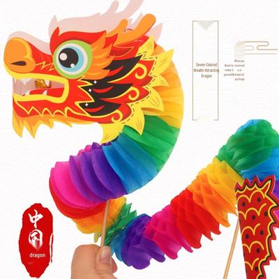 New Year DIY Dragon Flower Kit: Nostalgic Handmade Paper Dancing Dragon Toy for Kids