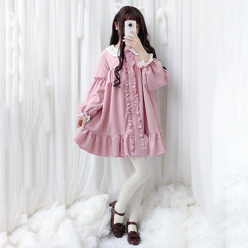 Japanese lolita dress op dress tutu skirt chiffon long sleeve star skirt soft sister star skirt girl cute