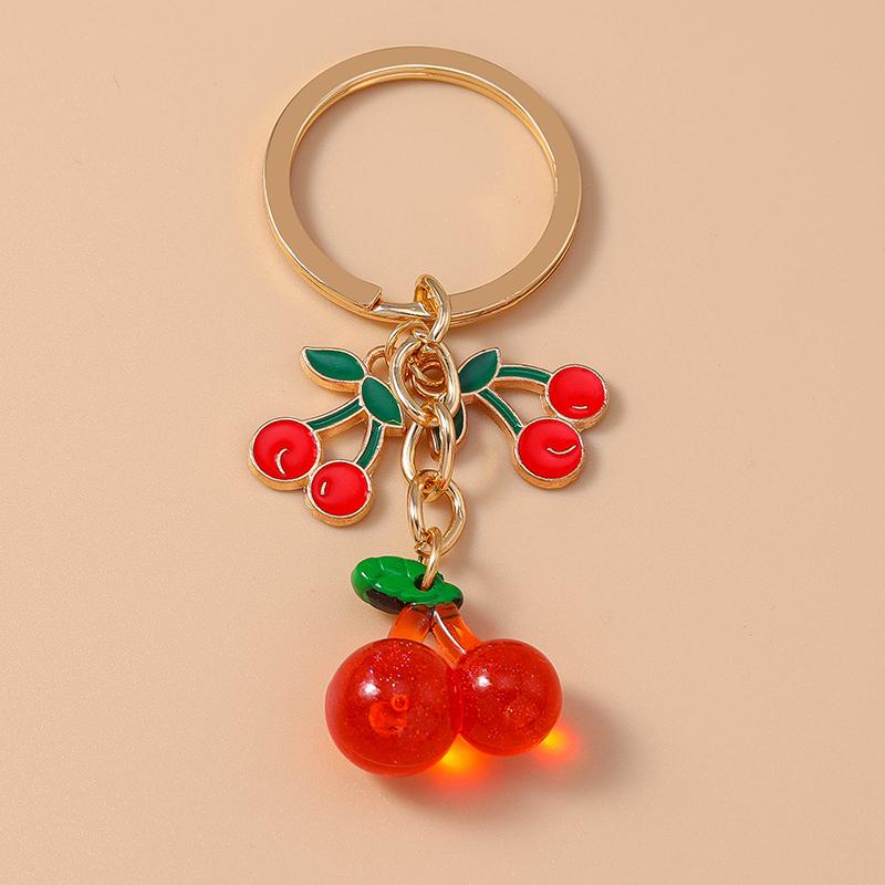 Fashion Resin Simulation Fruit Keychain Women Girls Chilli Strawberry Cherry Key Ring Pendants for Handbag Decor Jewelry Gifts