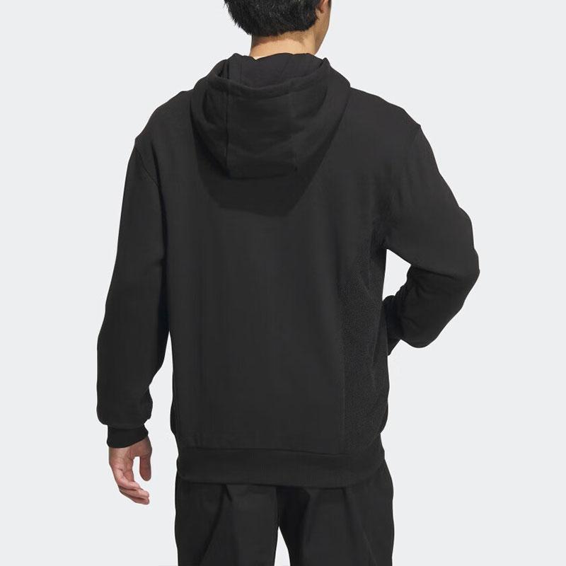 Adidas Solid Color Loose Fit Sports Zip-Up Hoodie Jacket Men Jackets Black IQ1371