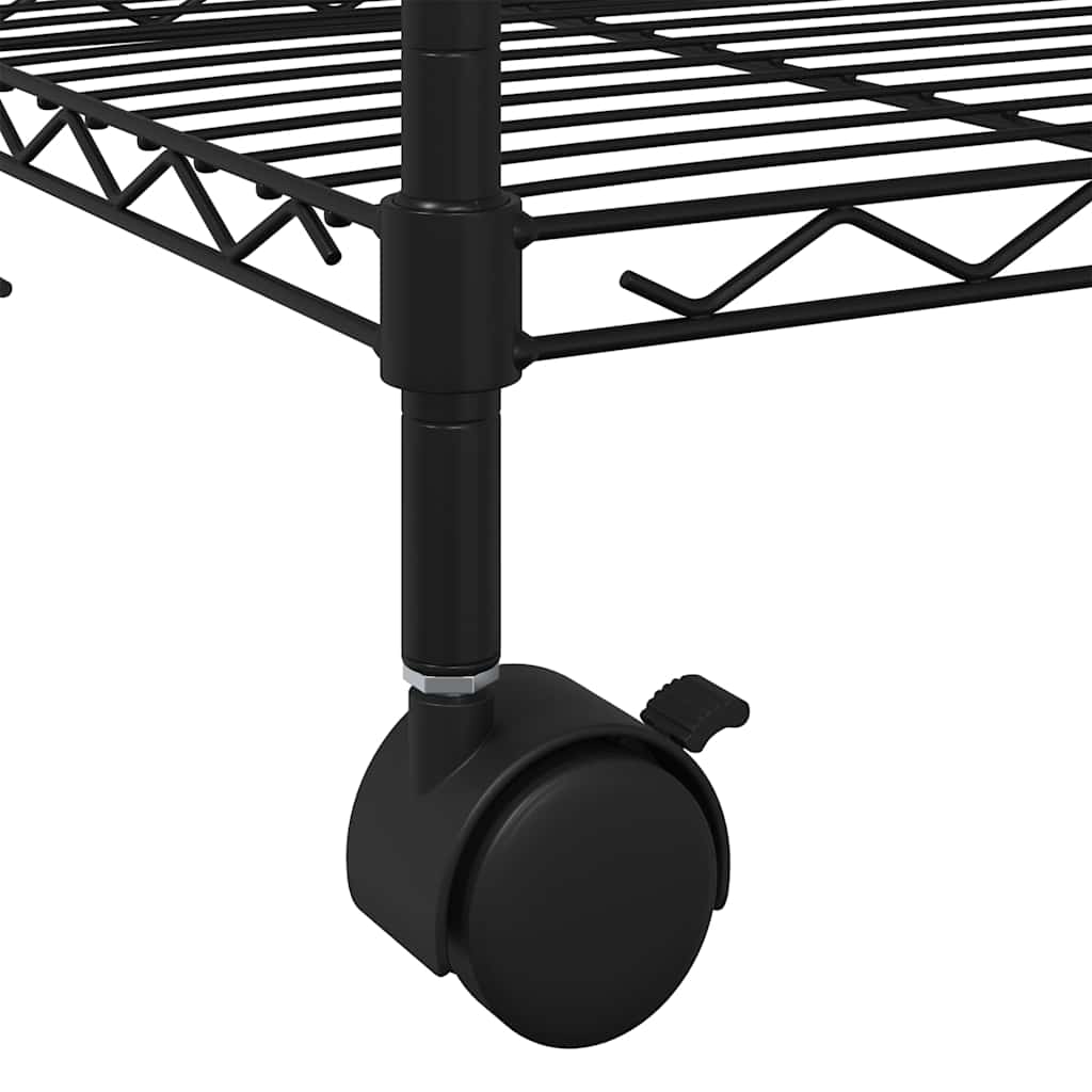 Storage Rack with 4 Shelves and Wheels 90x35x142 cm Black 200 kg