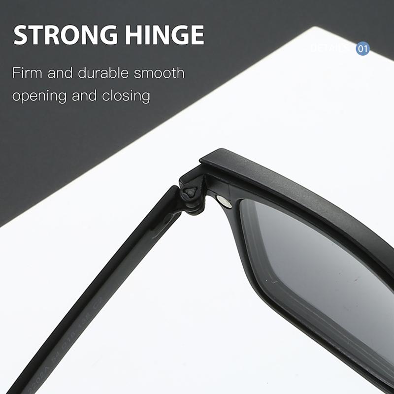 PC 5In 1 New Style Magnet Clip On Glasses Frame Trend Fishing Driving Sunglasses For Men Optical Computer Glasses UV400